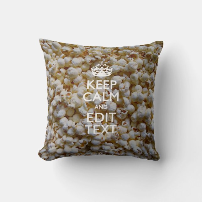 CALM UND Text auf Popcorn-Dekoration behalten Kissen (Vorderseite)