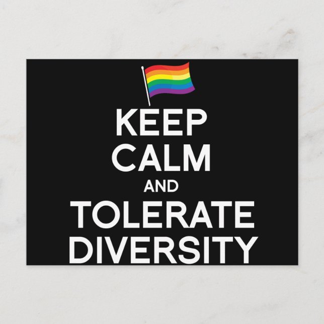 CALM UND TOLERATE DIVERSITY behalten Postkarte (Vorderseite)