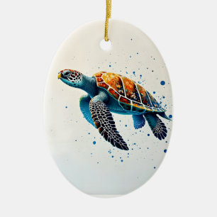 Calm Waters: Meeresschildkröten feiern Keramik Ornament
