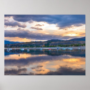 Calm Waters // See und Boote bei Sonnenuntergang Poster