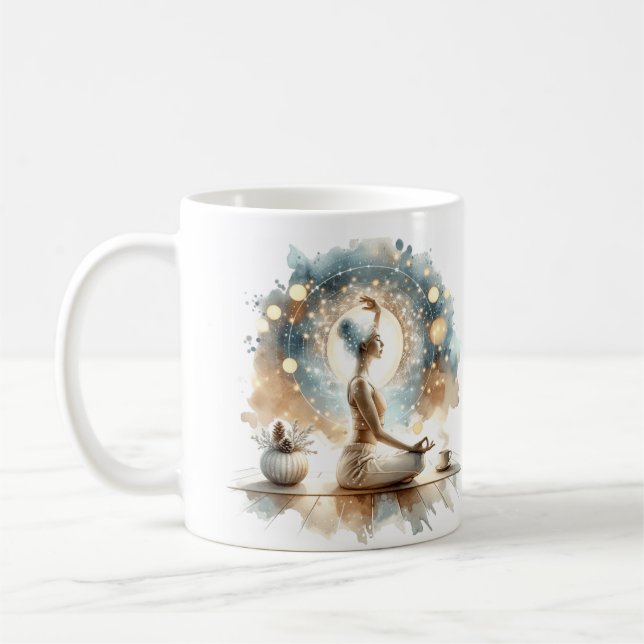 Calm Yoga Pose Kaffee Tee Tasse geblasen Creme (Links)