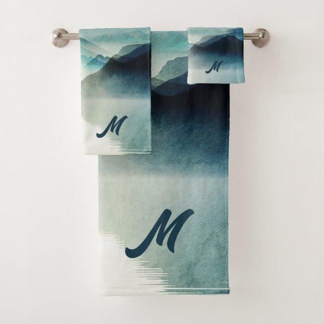 Calme Monogramme Nature Aquarelle paysage de monta (En situation)