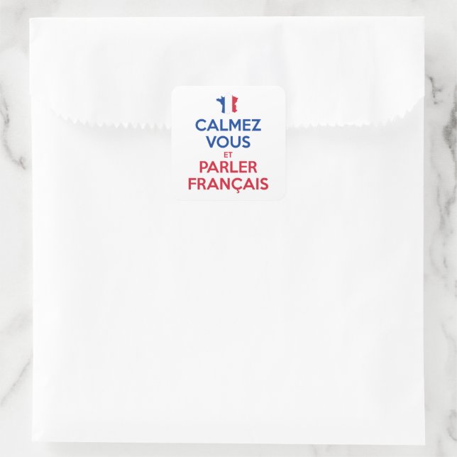 Calmez Vous et Parler Français Quadratischer Aufkleber (Tasche)