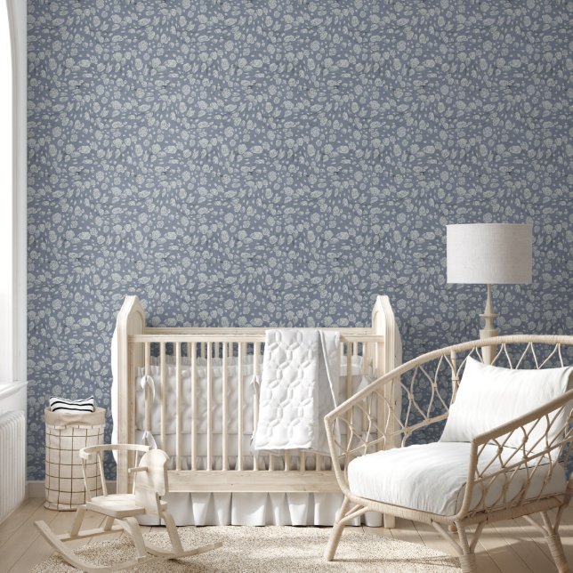 Calming Blue Floral Waters Baby Kinderzimmer Tapete (Kinder)