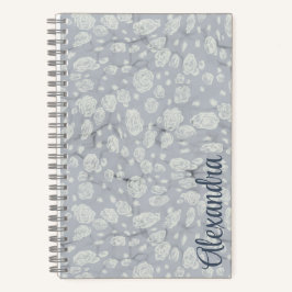 Calming Dusty Blue Bullet Journal with White Roses Notizbuch