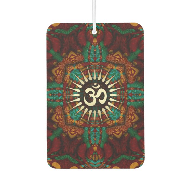 Calming Earth Batik Gold Om Meditation Symbol Autolufterfrischer (Vorderseite)