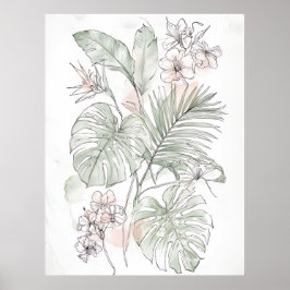 Calming Floral & Leaf Wall Art – Gift for New Home Poster