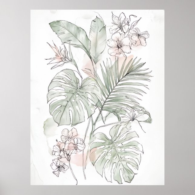 Calming Floral & Leaf Wall Art – Gift for New Home Poster (Vorne)