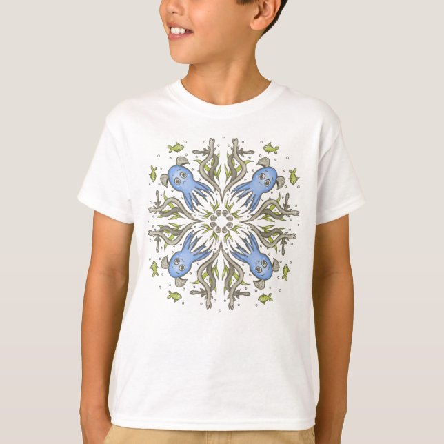 Calming Kawaii Octopus Kaleidoscope - Ocean Dreams T-Shirt (Vorderseite)