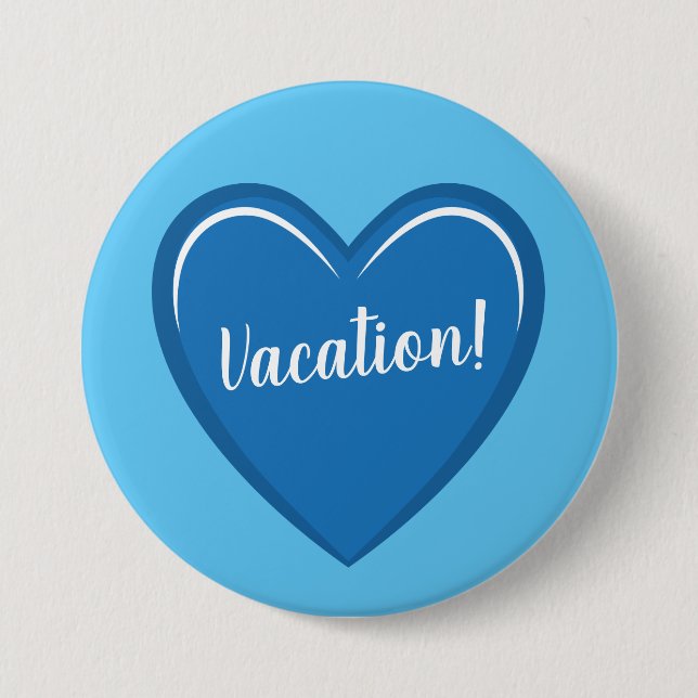 Calming Light Blue Heart Grafik auf Urlaub Button (Vorderseite)
