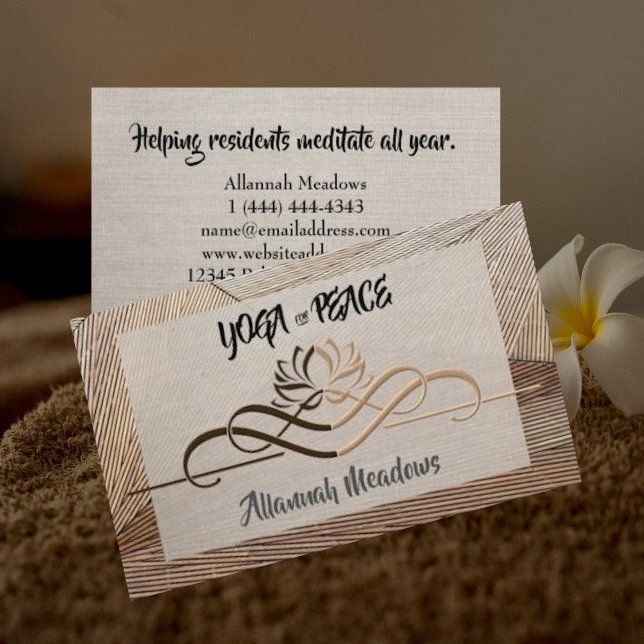 Calming Linen Bamboo Yoga Instructor Business Card Visitenkarte (Von Creator hochgeladen)