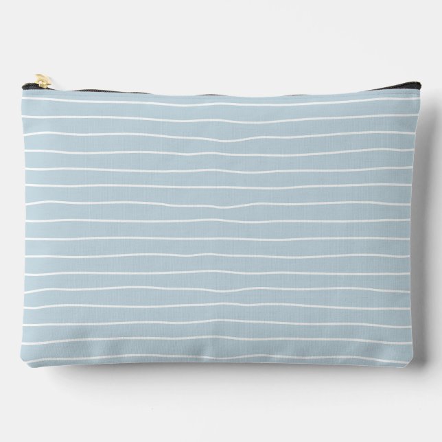 Calming Pastel Blue Ocean Waves Geometric Linear A Zubehörtasche (Vorderseite)