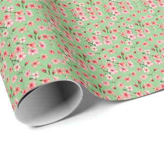 Calming Sage grün rosa Blume Sommer Geschenkpapier