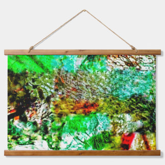 Calming yellow Wood Topped Wall Tapestry,Abstract Wandteppich Mit Holzrahmen