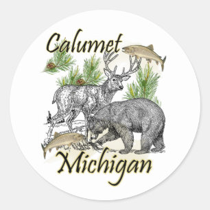 Calumet MI Wildlife Runder Aufkleber