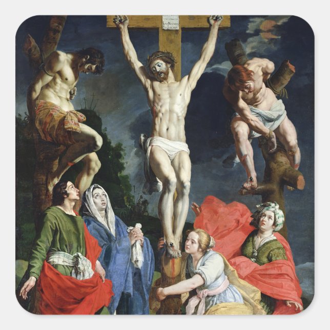 Calvary 2 quadratischer aufkleber (Vorderseite)