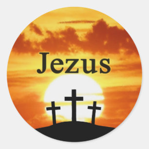Calvary Sunrise Jezus Runder Aufkleber