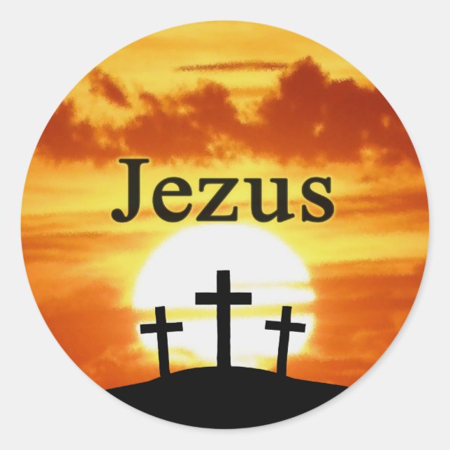 Calvary Sunrise Jezus Runder Aufkleber (Vorderseite)