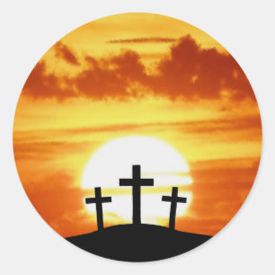 Calvary Sunrise Runder Aufkleber