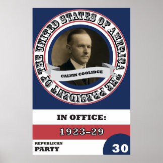 Calvin Coolidge Präsidentengeschichte Retro Poster
