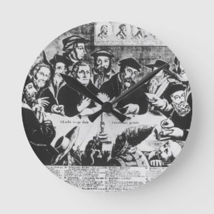 Calvin und Luther (Stich) Runde Wanduhr