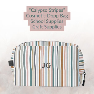 Calypso Stripes Aquamarin Pink Grau Tan Blau Waschbeutel