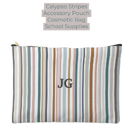 Calypso Stripes Aquamarin Pink Grau Tan Blau Zubehörtasche