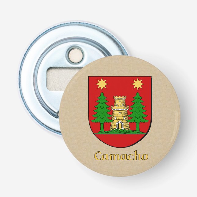 Camacho Heraldic Arms on Parchstyle Back Flaschenöffner (Vorderseite)