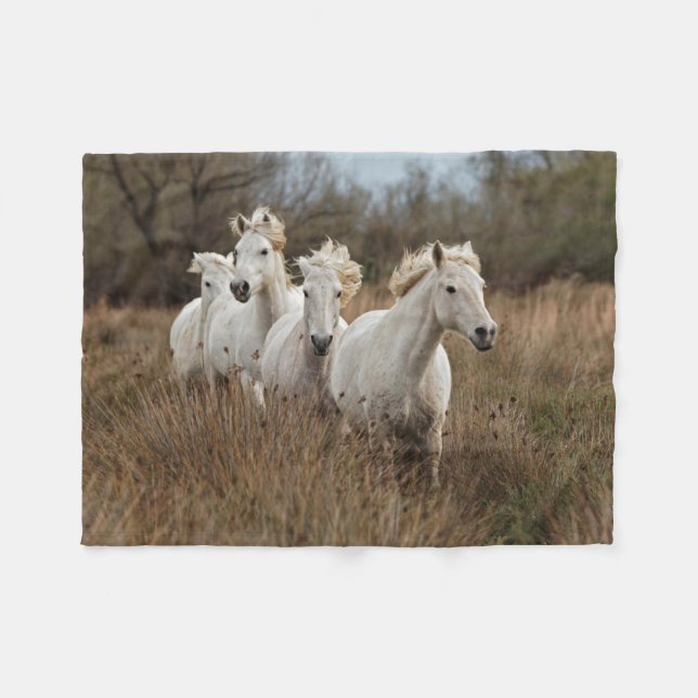 Camargue Horses Running Fleecedecke (Vorderseite (Horizontal))