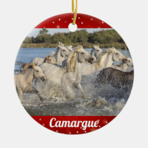 Camargue Wild White Horses Frankreich Weihnachten Keramik Ornament