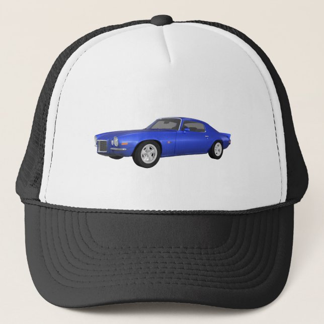 Camaro 1972 Z28: Muskel-Auto: Blaues Ende: Truckerkappe (Vorderseite)