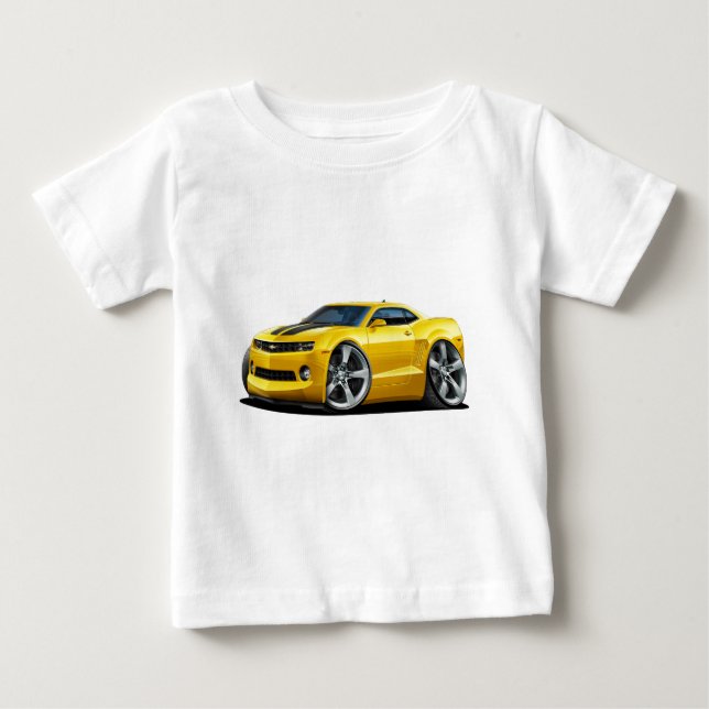 Camaro Gelb-Schwarzes Auto 2010-12 Baby T-shirt (Vorderseite)