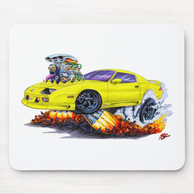 Camaro gelbes Auto 1982-92 Mousepad (Vorne)