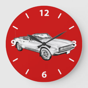 Camaro Muskel Auto-Illustration 1967 Große Wanduhr