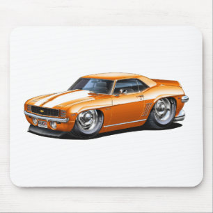 Camaro Orange-Weißes Auto 1969 Mousepad