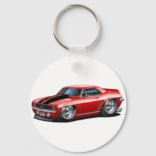 Camaro Rot-Schwarzes Auto 1969 Schlüsselanhänger