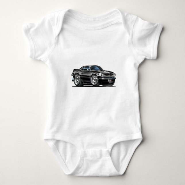 Camaro Schwarz-weißes Auto 1968 Baby Strampler (Vorderseite)