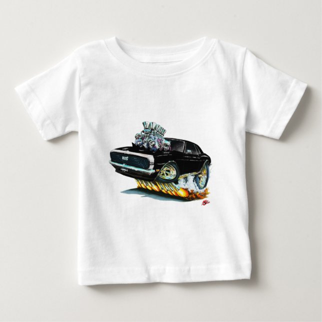 Camaro Schwarz-weißes Auto 1968 Baby T-shirt (Vorderseite)
