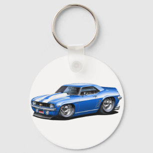 Camaro SS Blau-Weißes Auto 1969 Schlüsselanhänger