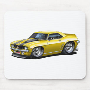 Camaro SS Gelb-Schwarzes Auto 1969 Mousepad