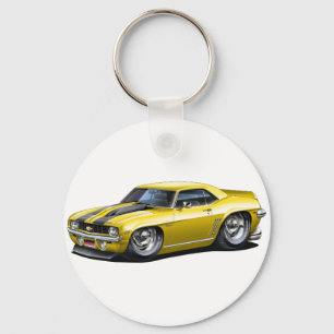 Camaro SS Gelb-Schwarzes Auto 1969 Schlüsselanhänger