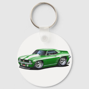 Camaro SS Grün-Weißes Auto 1969 Schlüsselanhänger