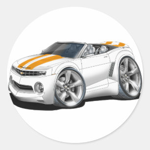 Camaro Weiß-Orange Kabriolett 2012 Runder Aufkleber