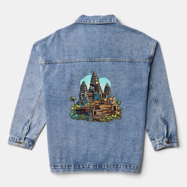 Cambo Graffiti Urban Deco Angkor Wat Art Jeansjacke (Rückseite)