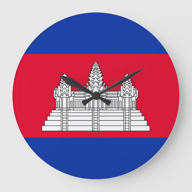 Cambodia Flag Große Wanduhr (Vorderseite)