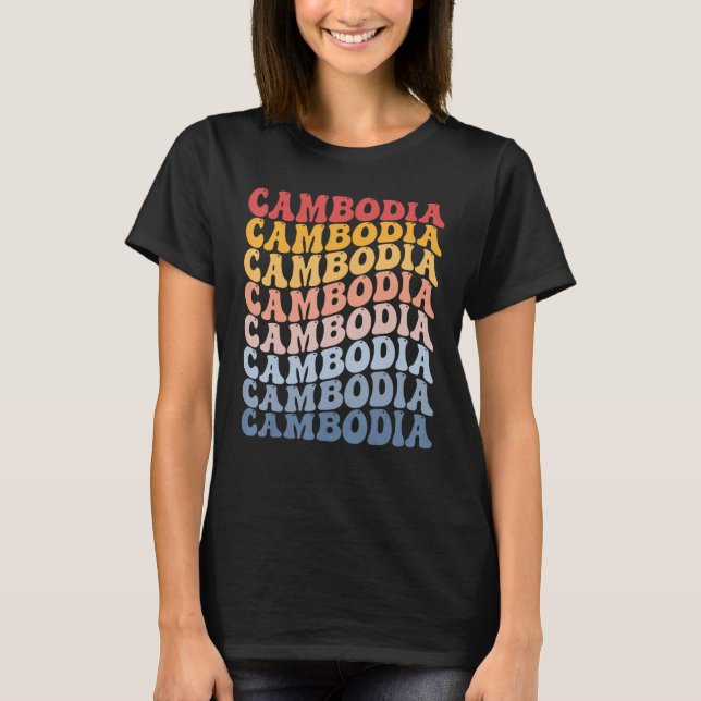 Cambodia Groovy Retro Cambodian T-Shirt (Vorderseite)