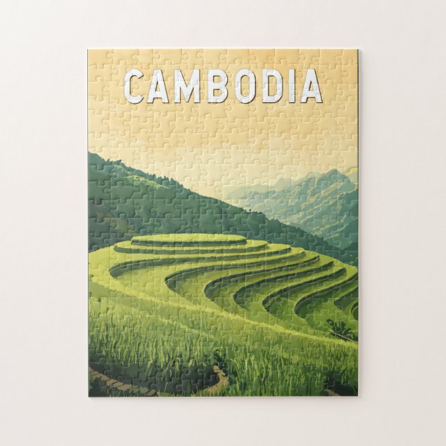 Cambodia Illustration Travel Art Vintag (Vertikal)