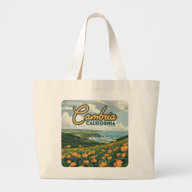 Cambria California Poppies Blume Pazifikküste Jumbo Stoffbeutel (Vorne)