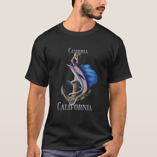 Cambria California Schwertfisch Marlin Ocean Fishi T-Shirt (Vorderseite)
