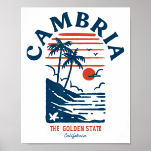 Cambria Kalifornien Retro Surfer Vintage Strand He Poster